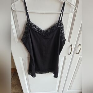 Elegant Black Lace Trim Cami Top
